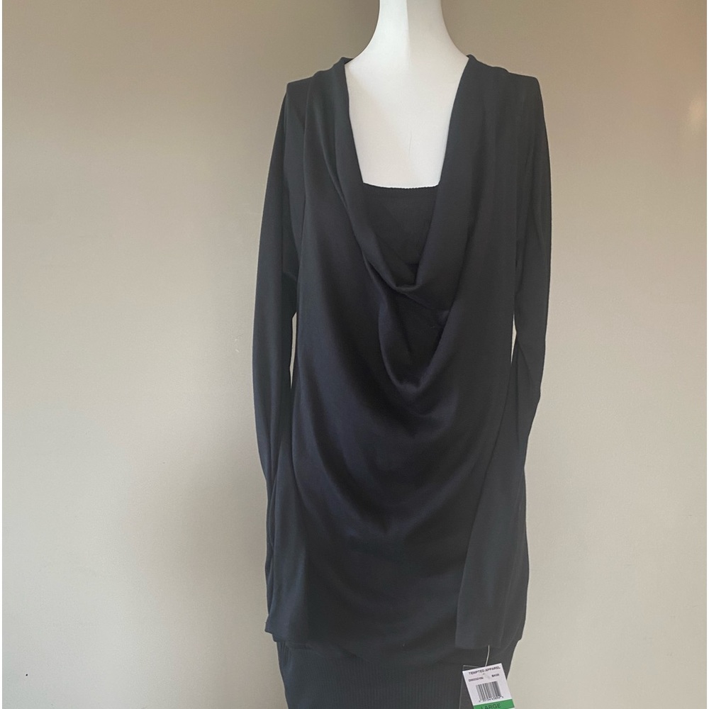 Tempted Black Cowl Neck Dress - Large - NWT